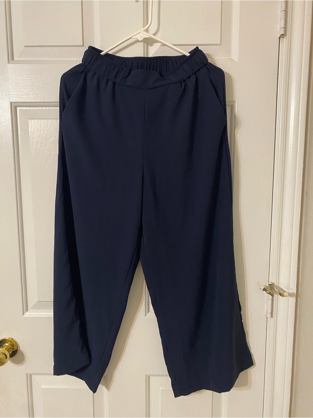Women's Navy Wide-Leg Elastic Waist Pants